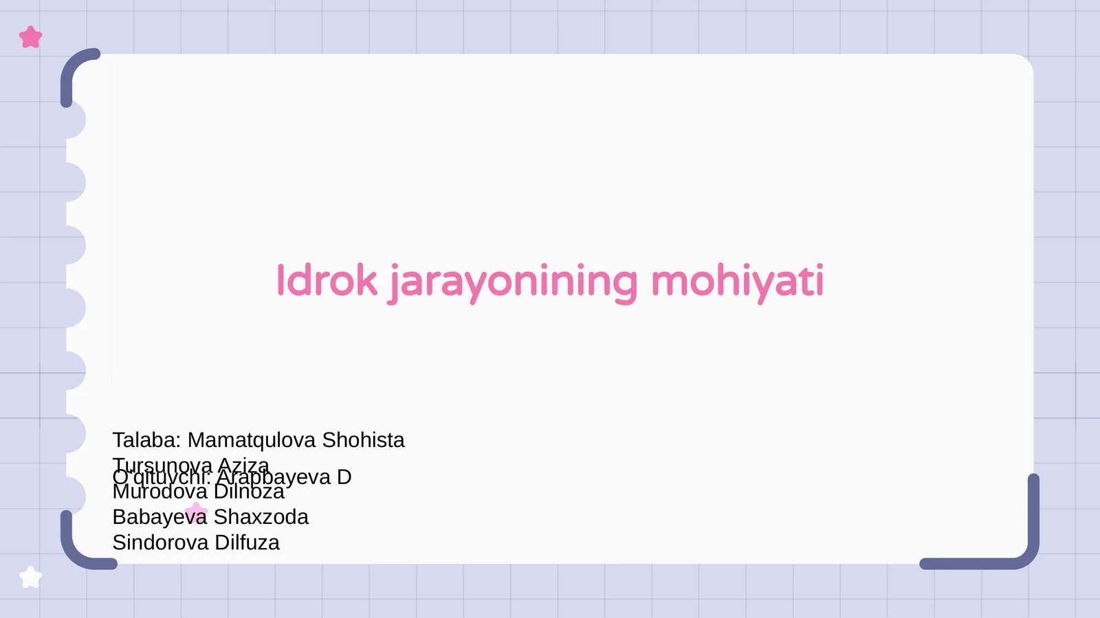 Idrok jarayonining mohiyati