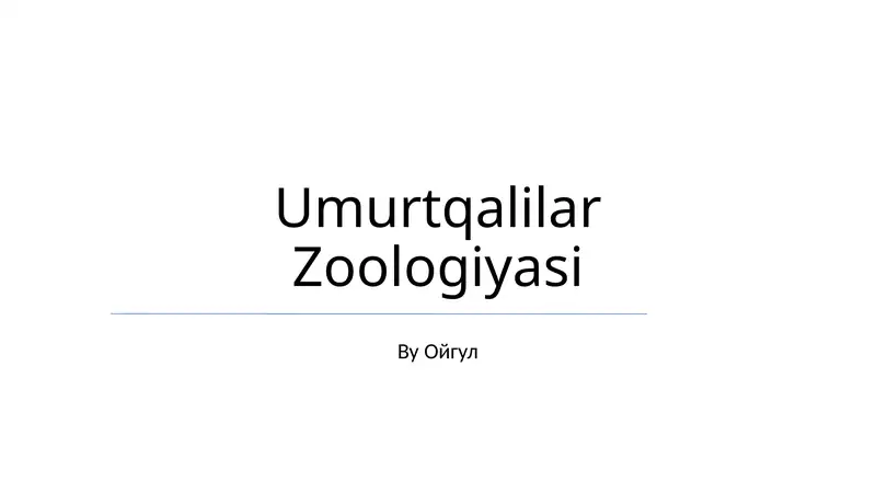 Umurtqalilar Zoologiyasi