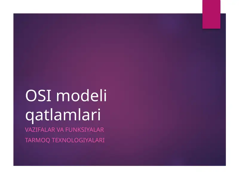 OSI modeli qatlamlari