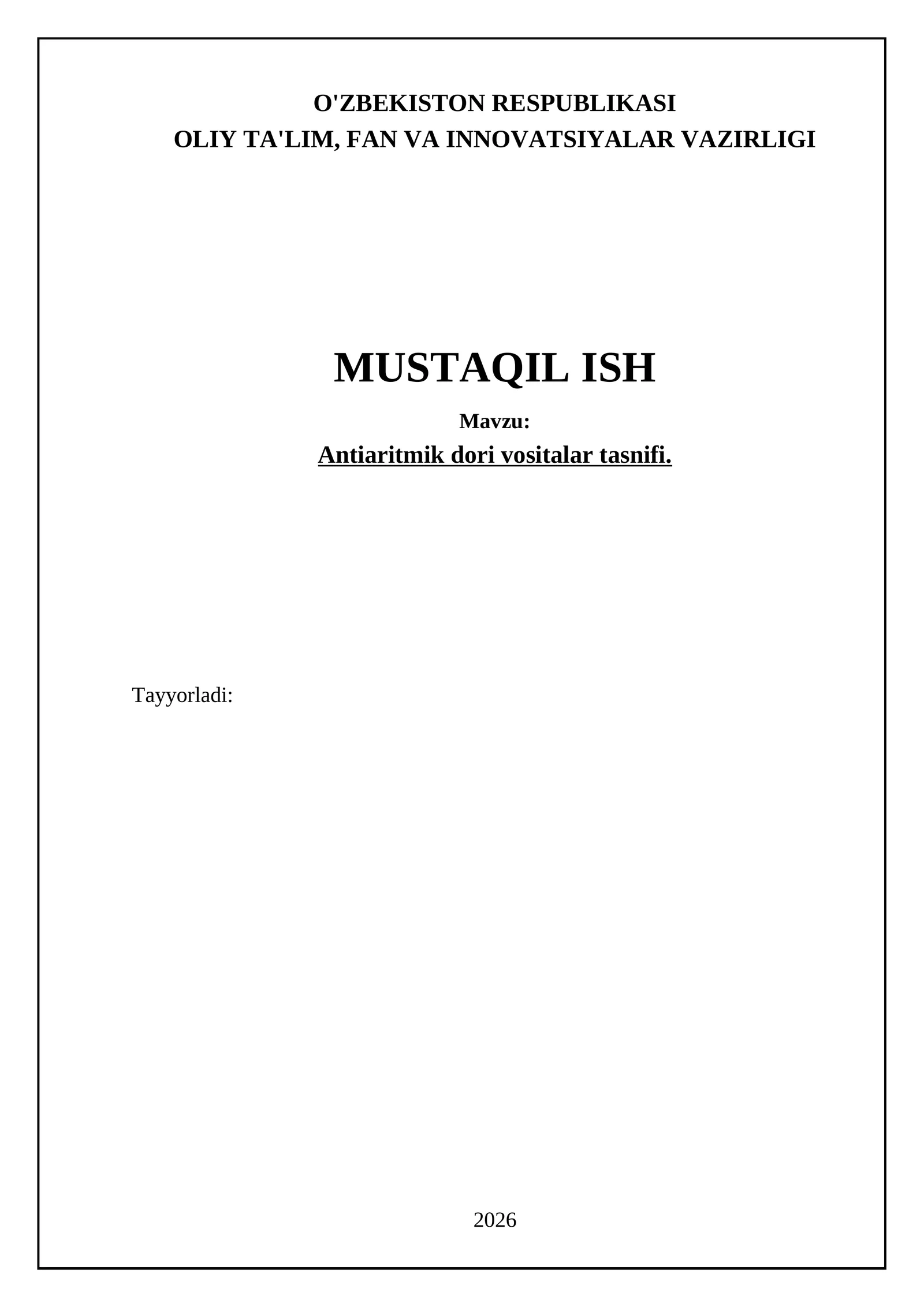 Anti-aritmik dori vositalar tasnifi