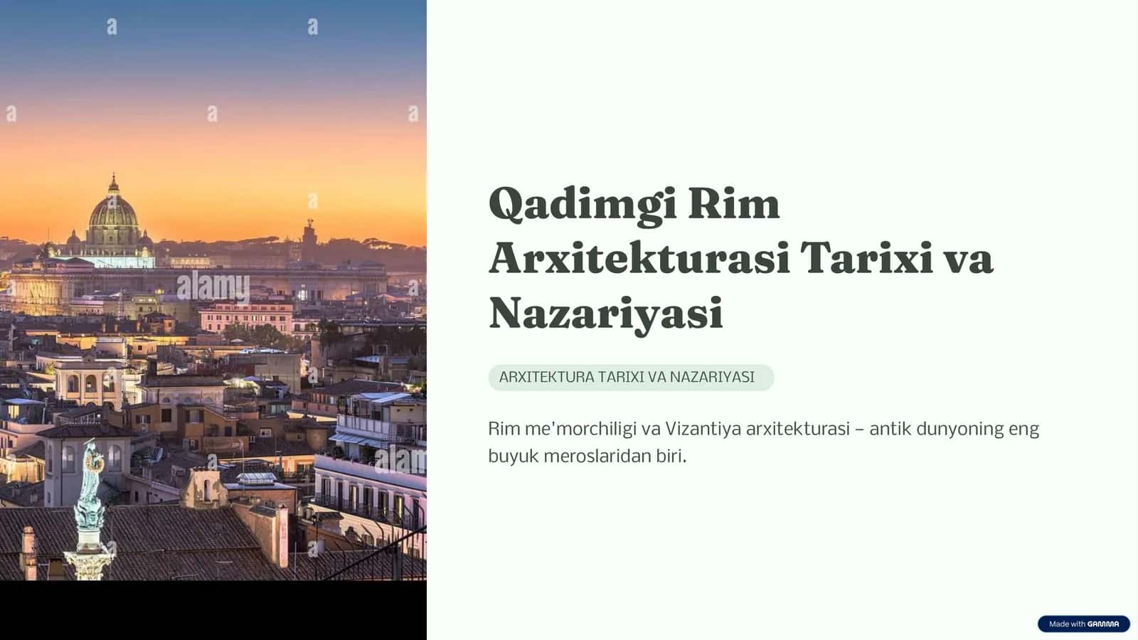 Qadimgi Rim Arxitekturasi Tarixi va Nazariyasi | PPT.pptx