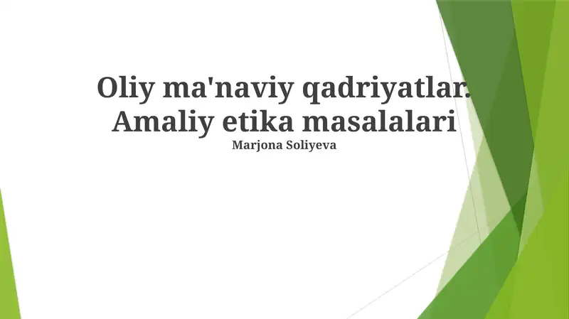 Oliy ma'naviy qadriyatlar