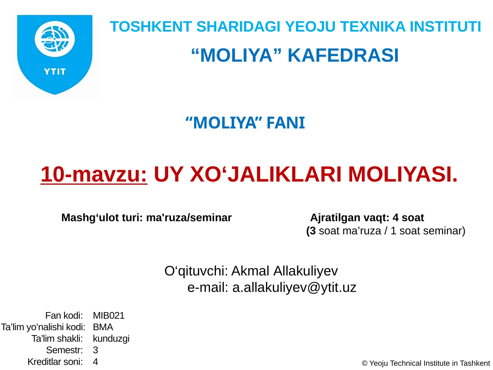 UY XO‘JALIKLARI MOLIYASI