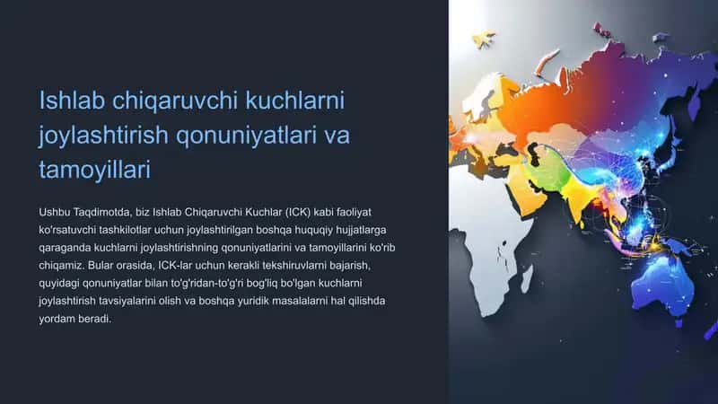 Ishlab chiqaruvchi kuchlarni joylashtirish qonuniyatlari va tamoyillari