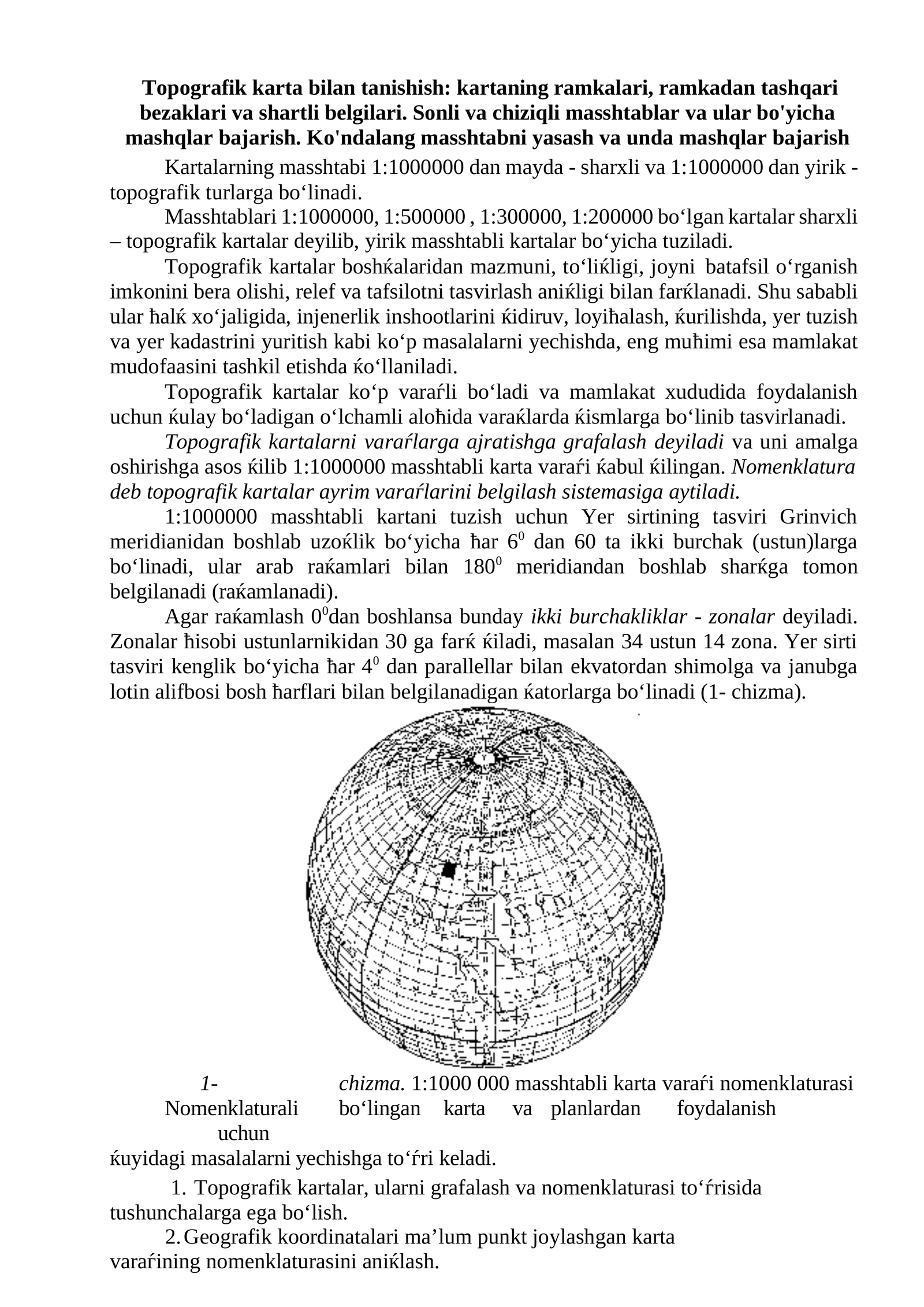 Topografik karta bilan tanishish