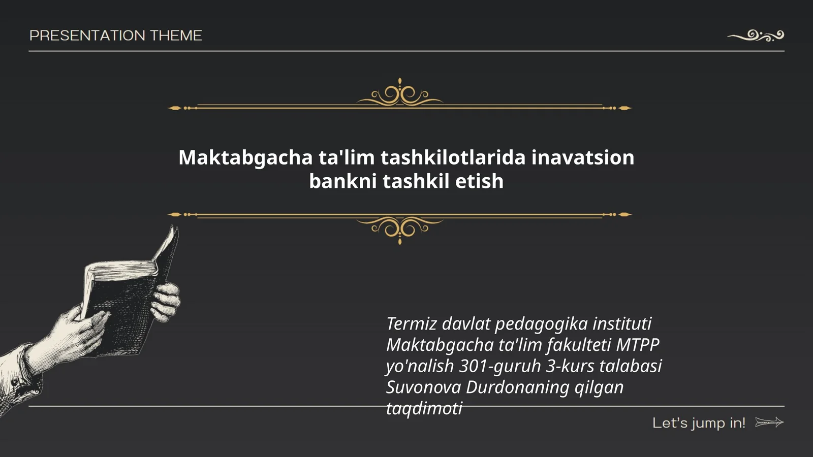 Suvonova Durdonaning qilgan taqdimoti