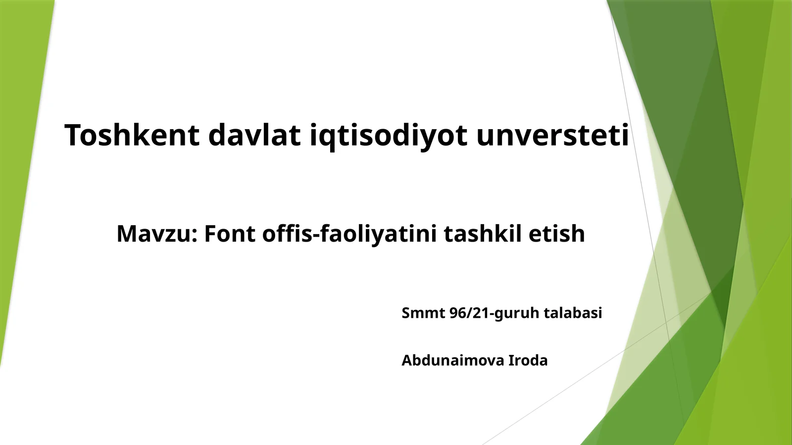 Fontoffis-faoliyatini tashkiilotish