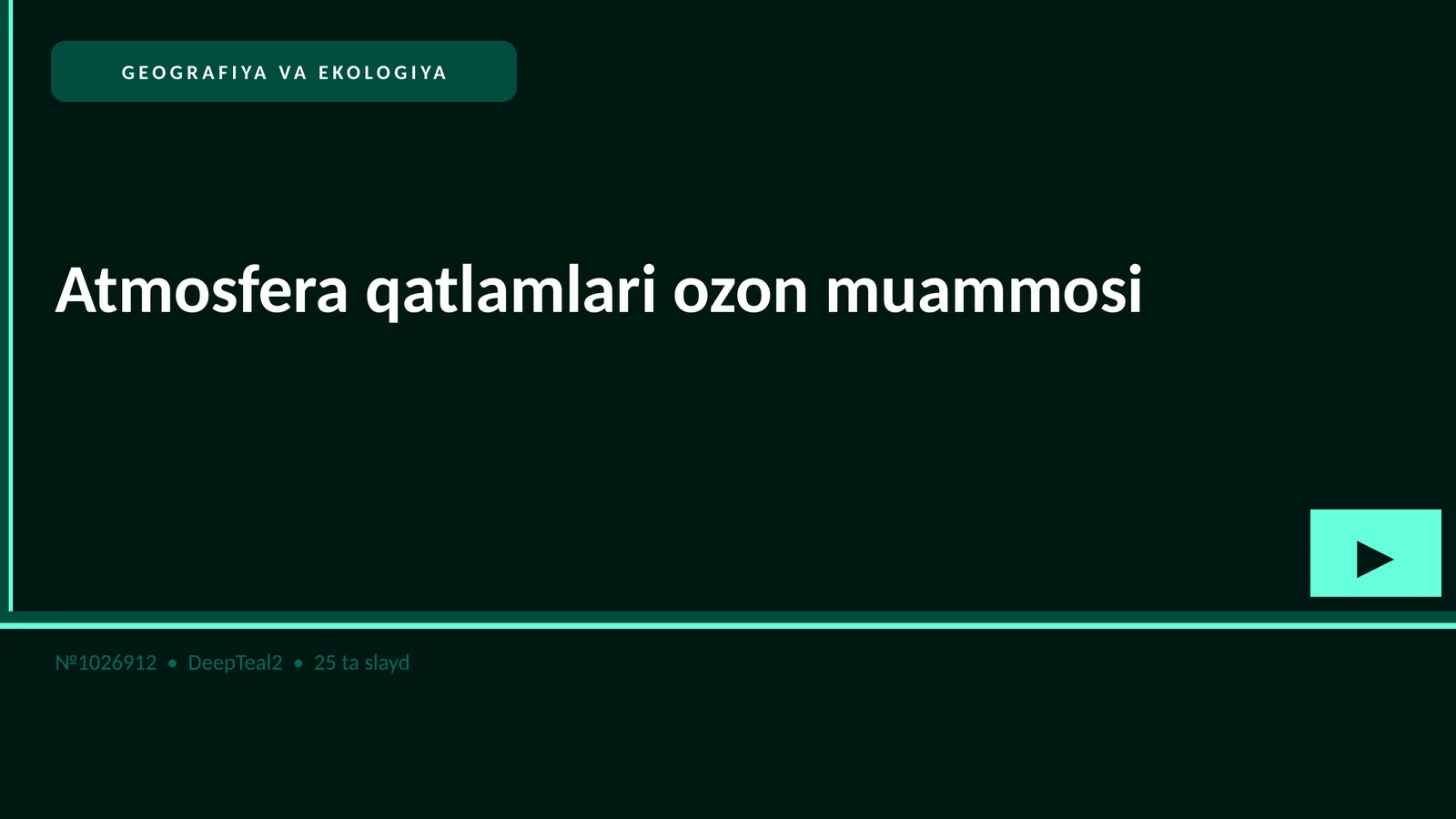 Atmosfera qatlamlari ozon muammosi