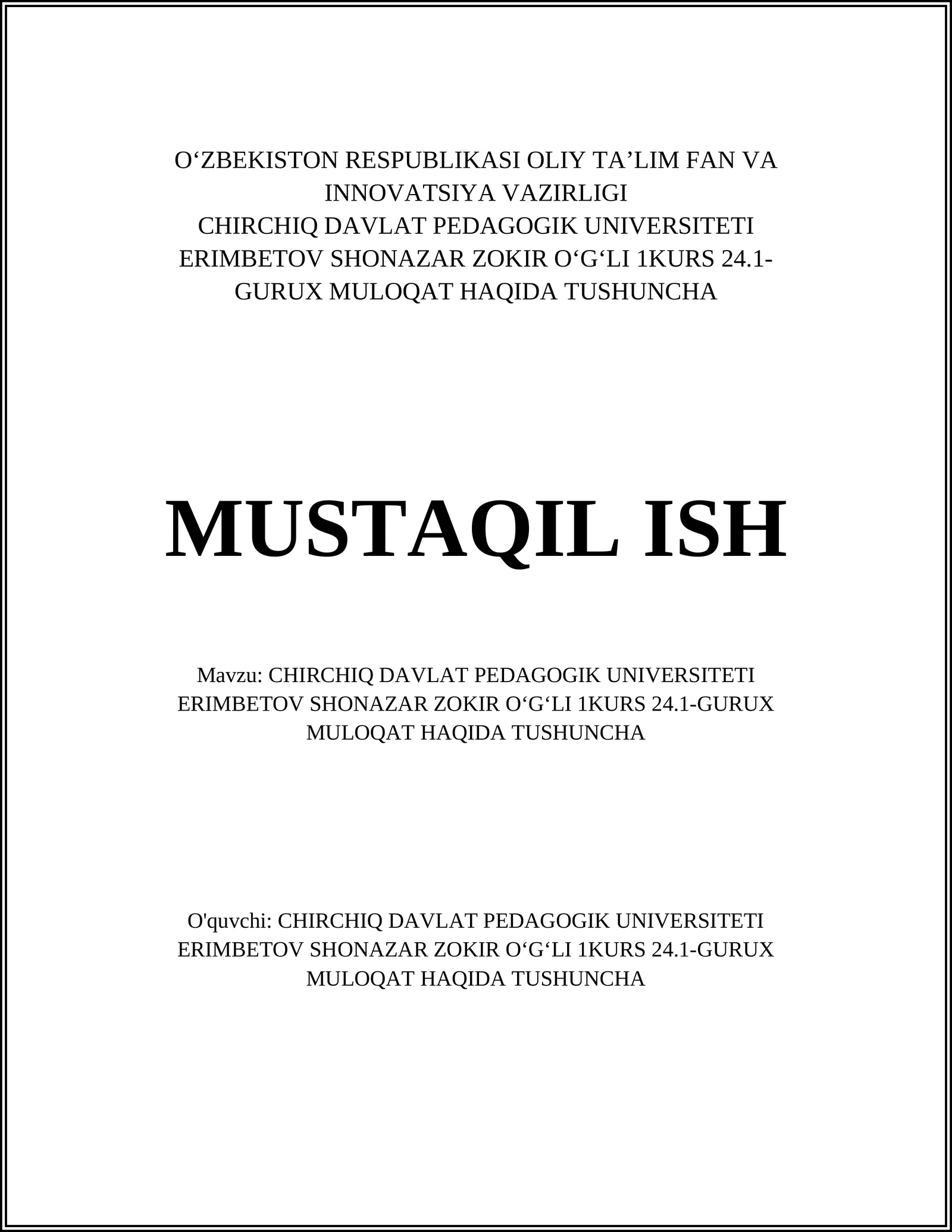Muloqatning Mohiyati