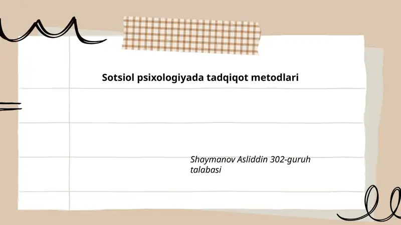 Sotsiol psixologiyada tadqiqot metodlari