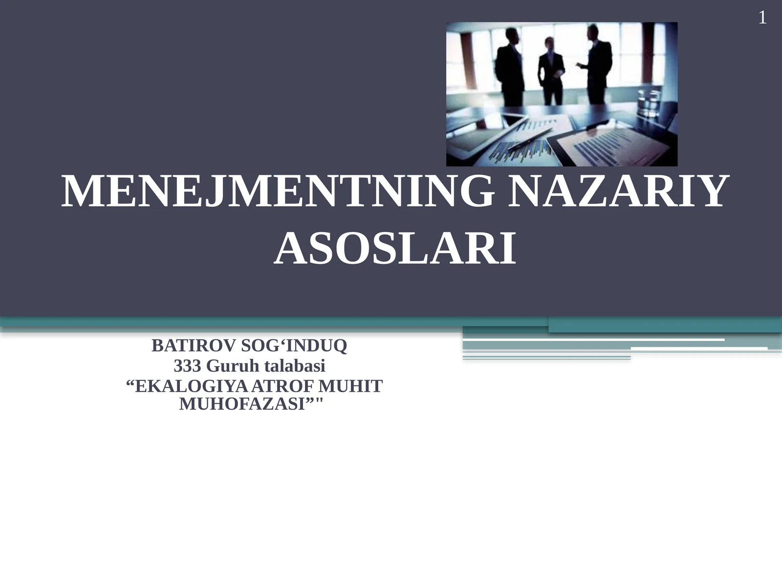 MENЕЖМЕНТНИНГ NAZARIY ASOSLARI