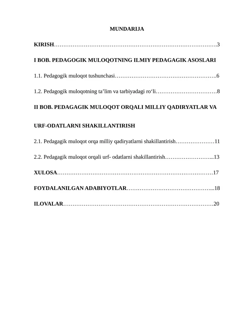 Pedagagik muloqotda milliy qadiryatlar va urf-odatlarning ahamiyati