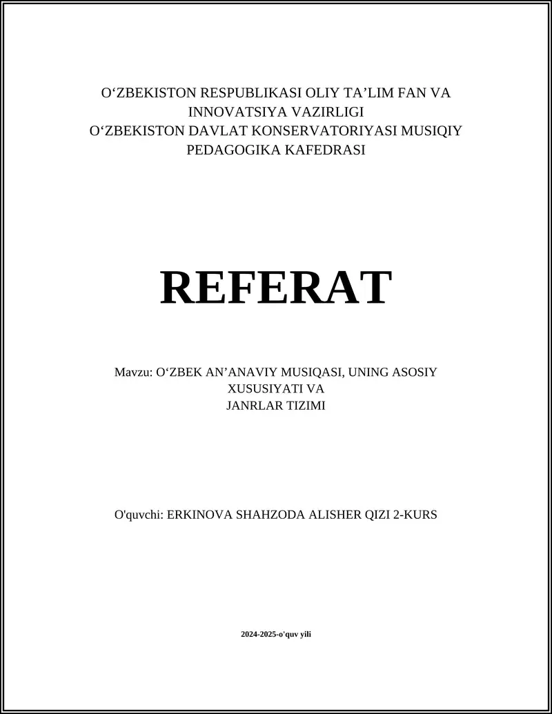O'zbek an'anaviy musiqasi