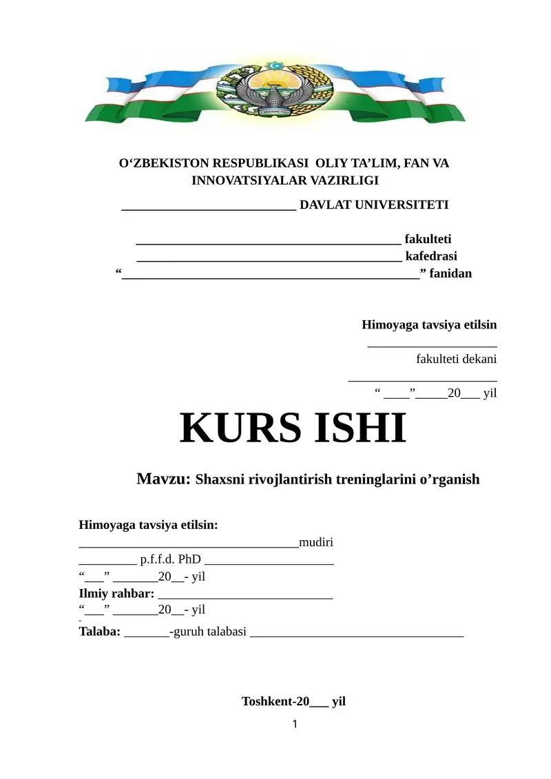 Shaxsni rivojlantirish treninglarini o’rganish