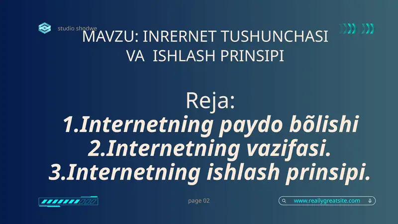 INTERNET TUSHUNCHASI VA ISHLASH PRINSIPI