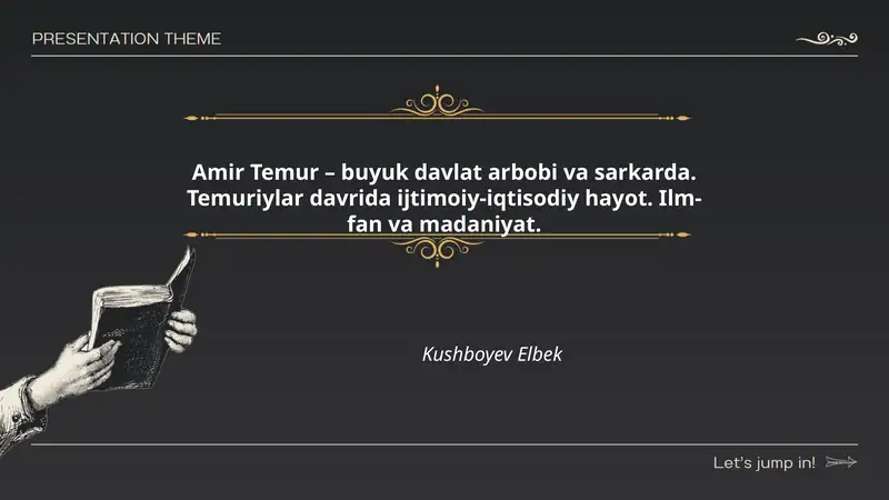 Amir Temurning hayoti va davlat quruvchi siyosati