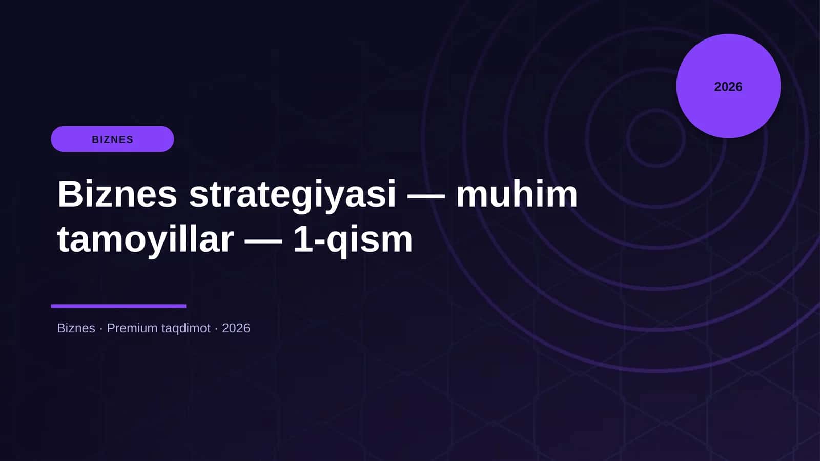 Biznes strategiyasi — muhim tamoyillar — 1-qism