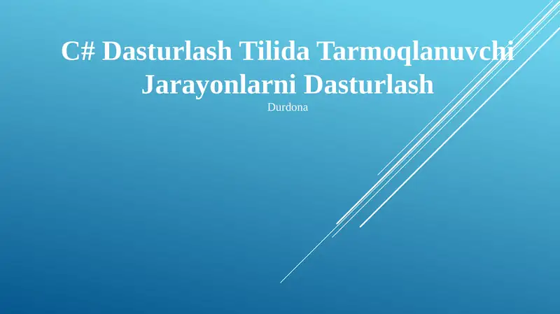 C# Dasturlash Tilida Tarmoqlanuvchi Jarayonlarni Dasturlash