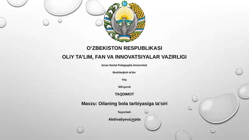 Oilaning bola tarbiyasiga ta'siri