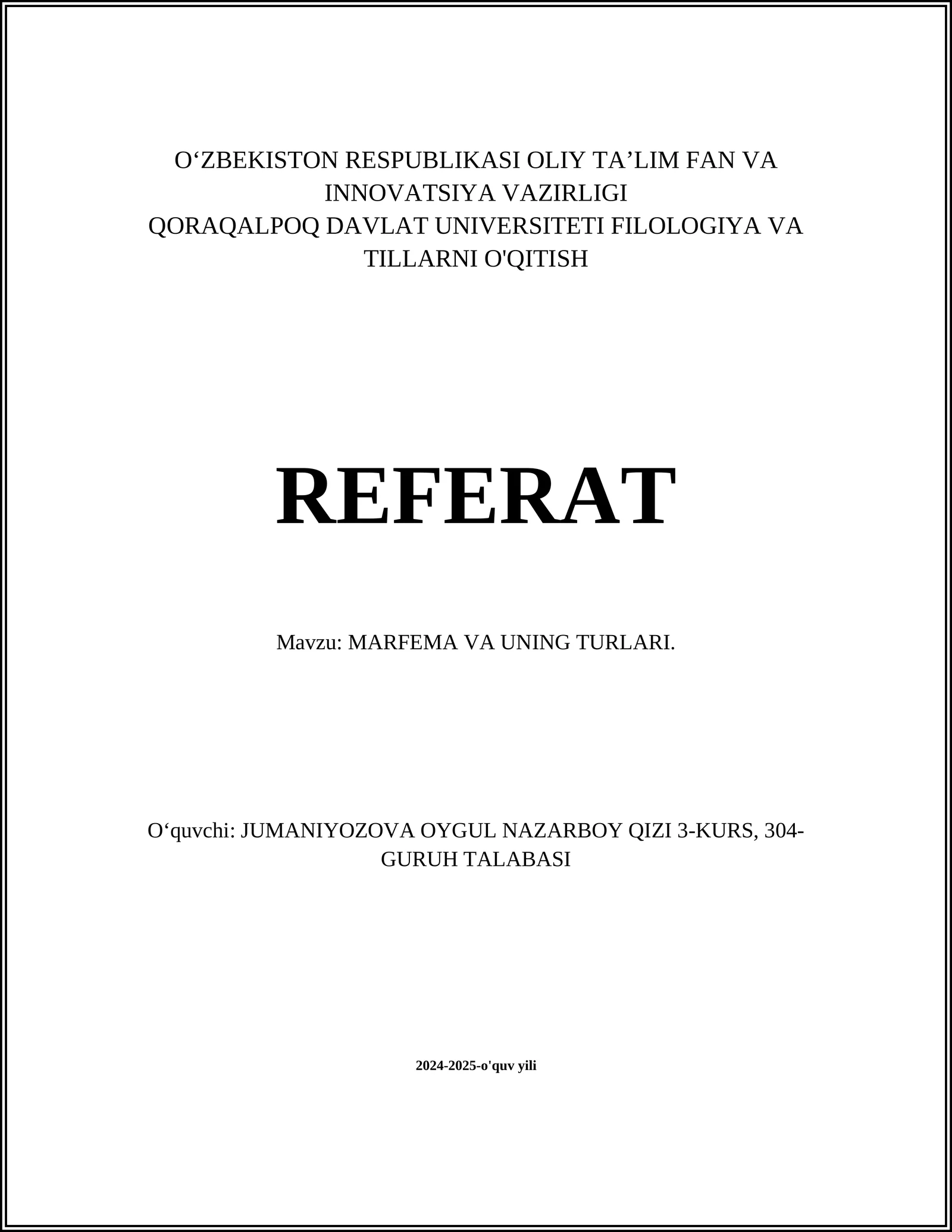 MARFEMA VA UNING TURLARI
