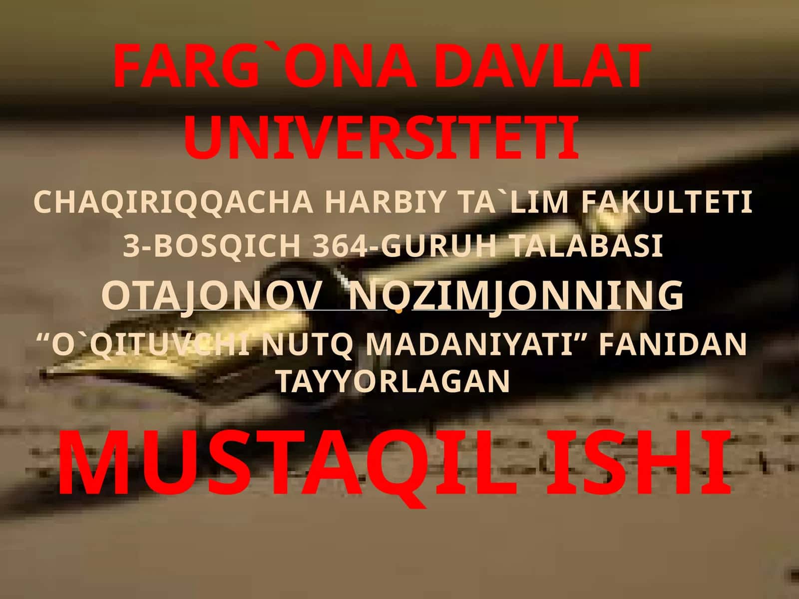 O`ZBEK TILIDA ISH YURITISH