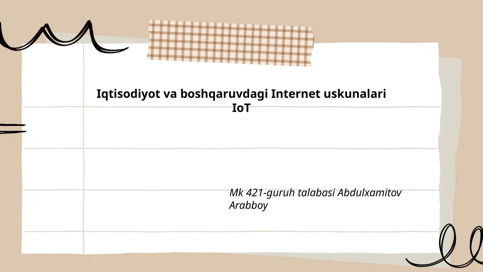 IoT va iqtisodiyotni optimallashtirish