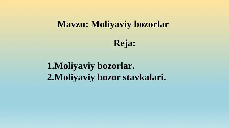 Moliyaviy bozorlar