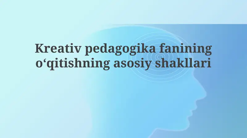 Ijodiy pedagogikada oʻqitishning asosiy shakllari