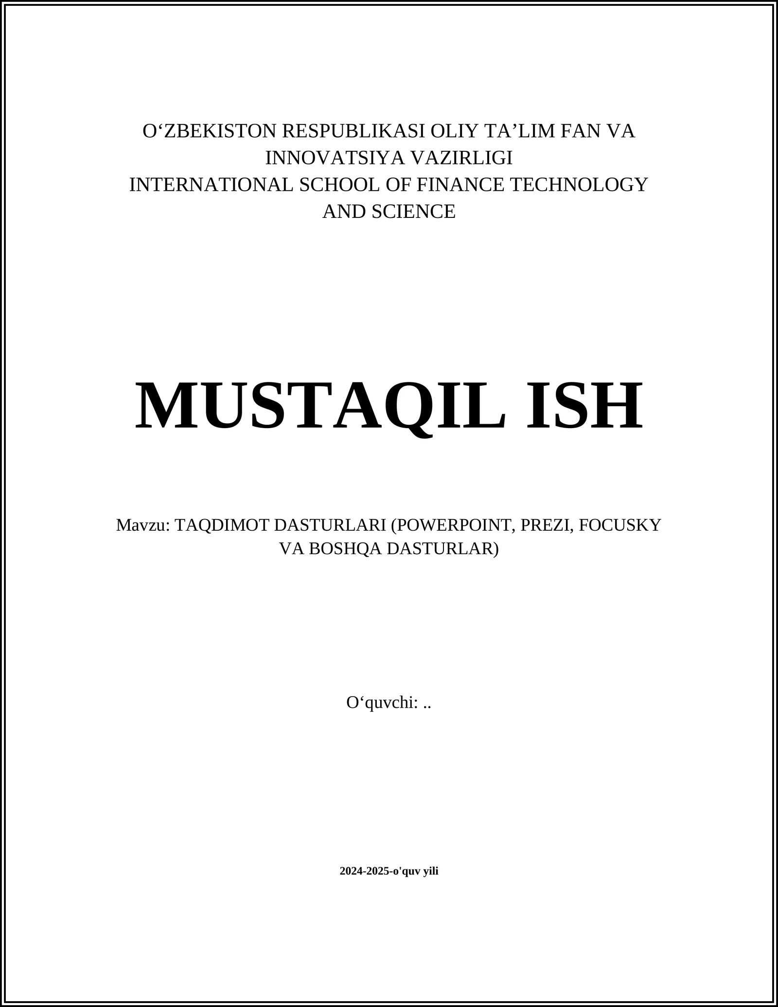 TAQDIMOT DASTURLARI