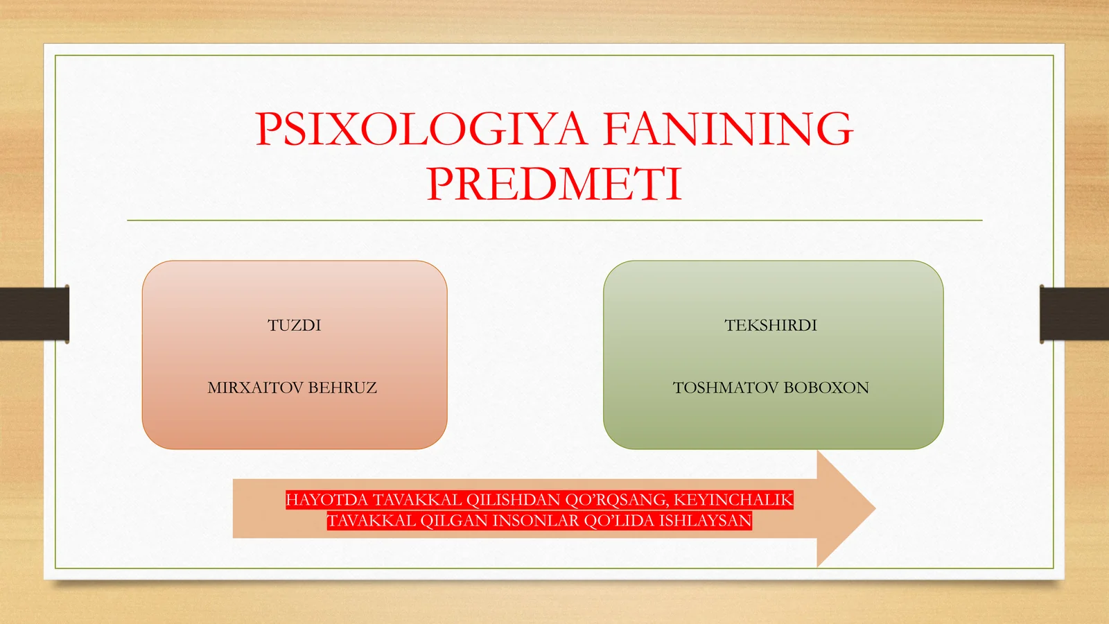 PSIXOLOGIYA FANINING PREDMETI