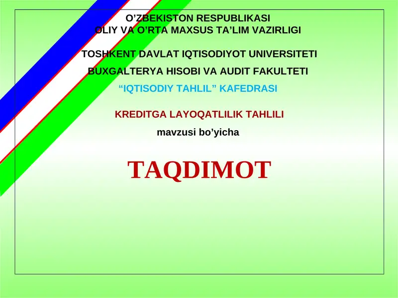 Kreditga layoqatlilik tahlili