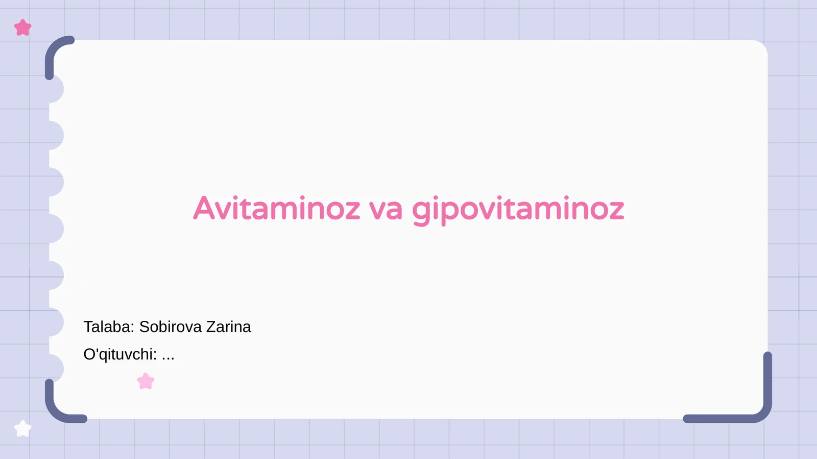 Avitaminoz va gipovitaminoz