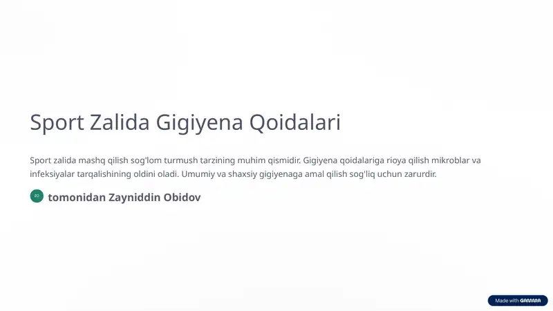 Sport Zalida Gigiyena Qoidalari