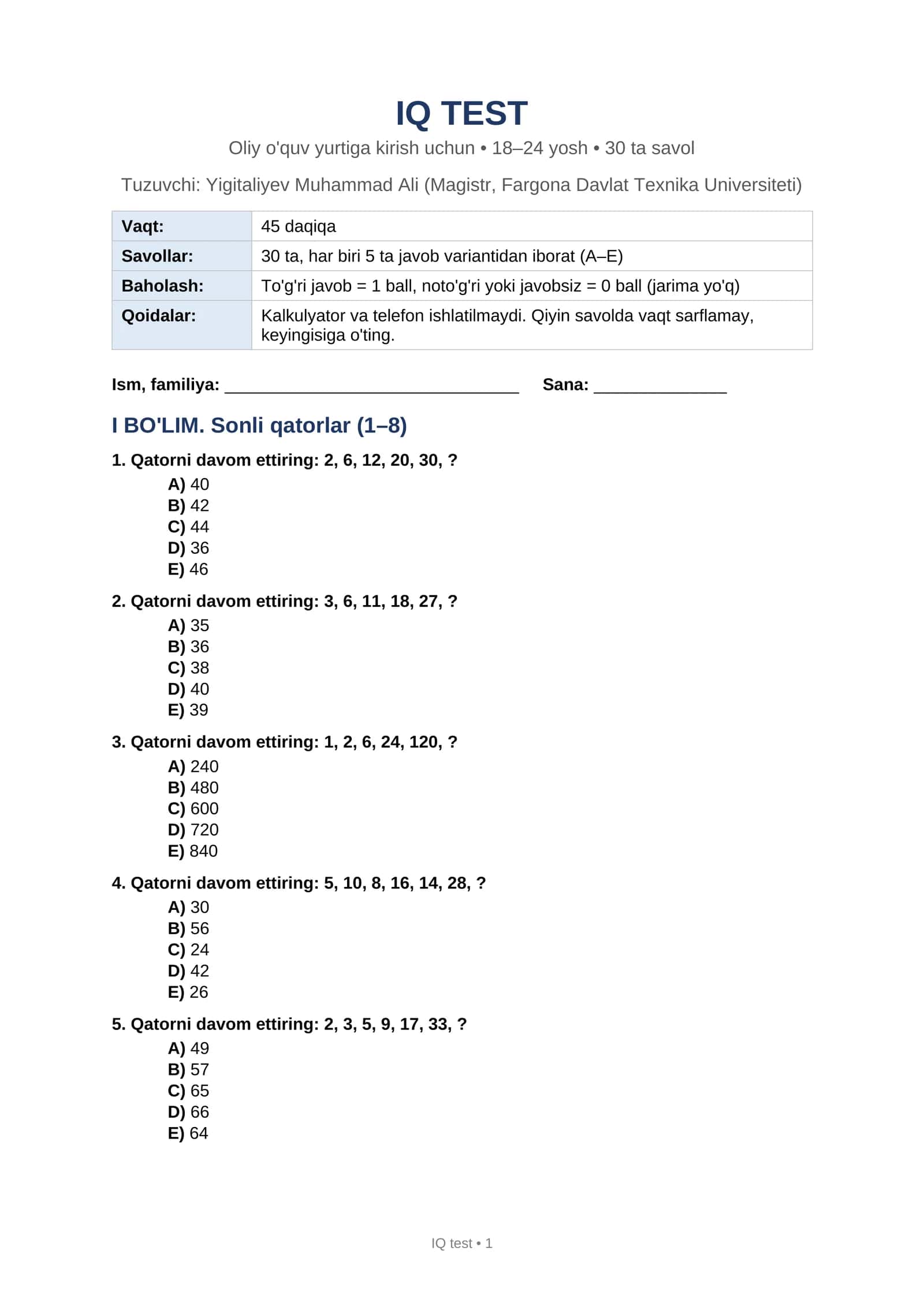 IQ TEST