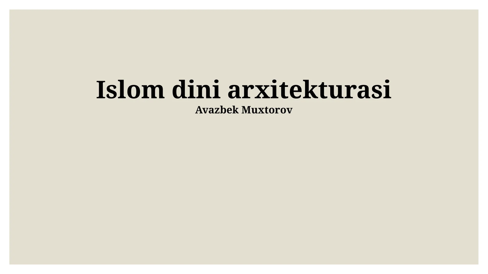 Islom dini arxitekturasi