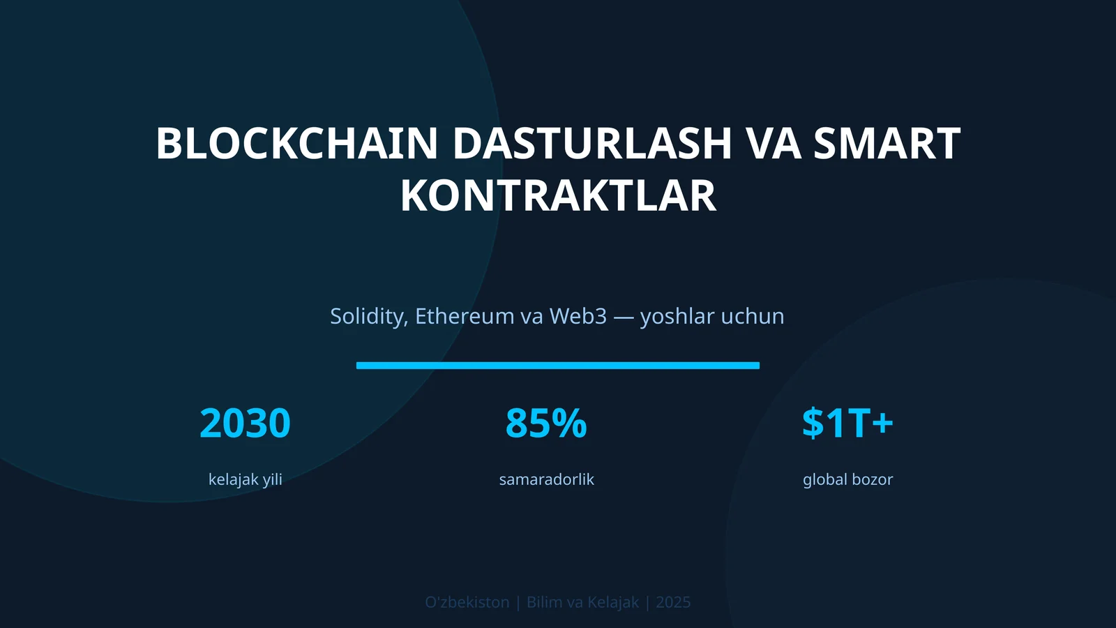 Blockchain Dasturlash va Smart Kontraktlar