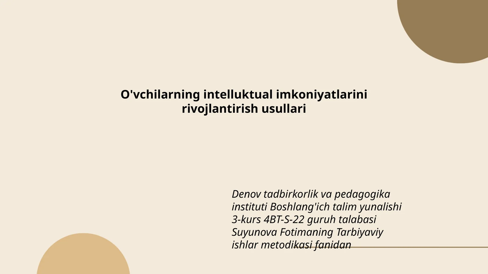 O'vchilarning intelluktual imkoniyatlarini rivojlantirish usullari