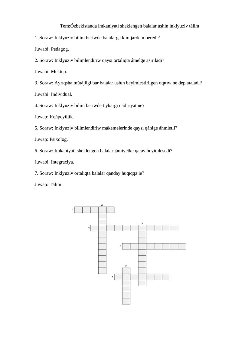 Inklyuziv bilim beriwde balalarǵa kim járdem beredi?