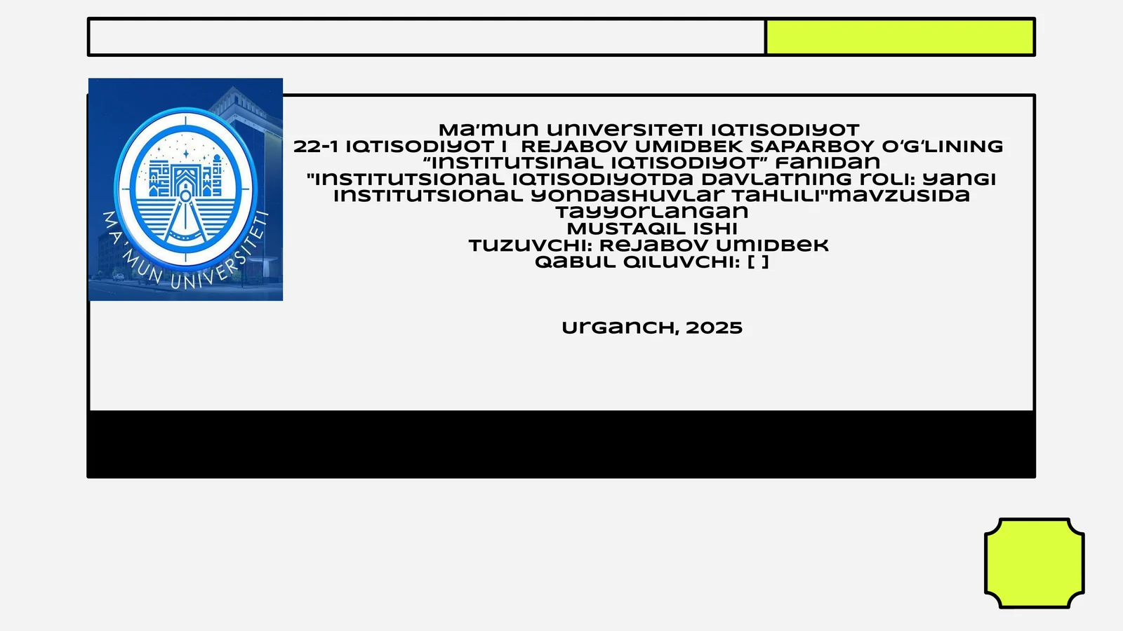 Institutsional iqtisodiyotda davlatning roli: yangi institutsional yondashuvlar tahlili