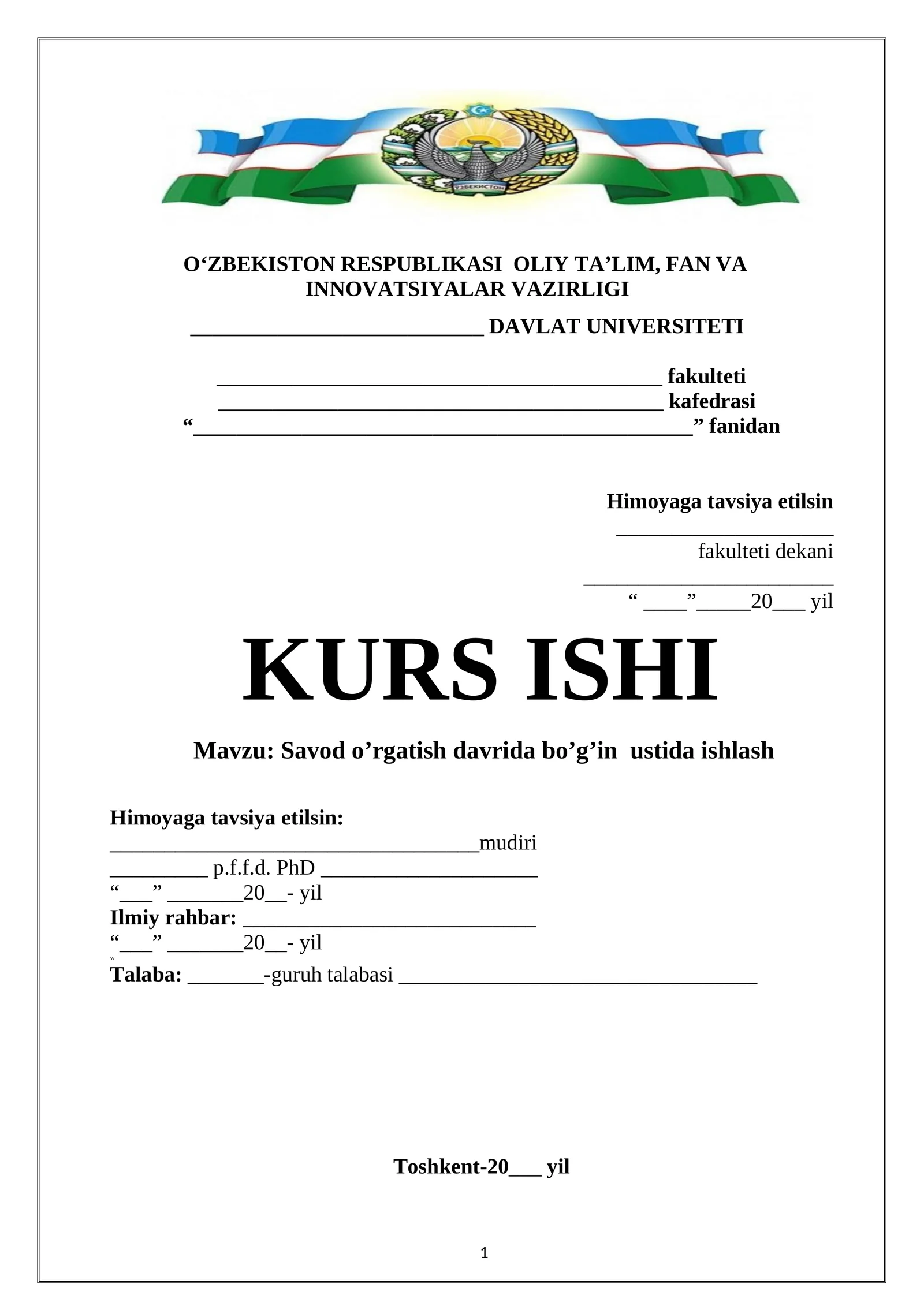 Savod o’rgatish davrida bo’g’in ustida ishlash