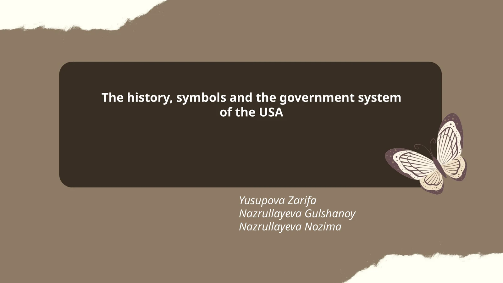 The history, symbols and the government system of the USA