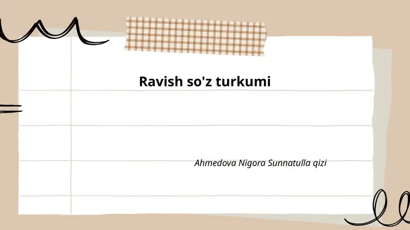 Ravish so'z turkumi
