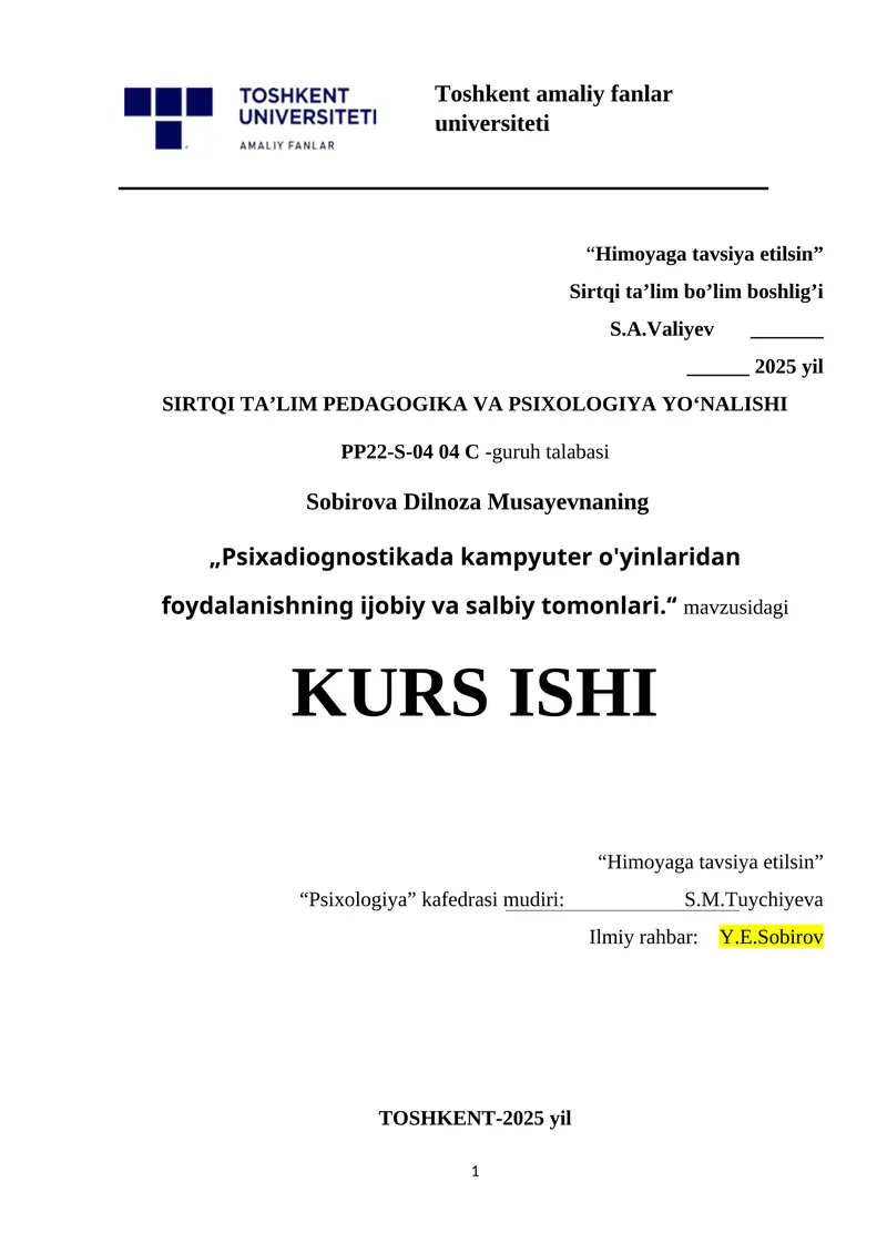 Psixadiognostikada kampyuter o'yinlaridan foydalanishning ijobiy va salbiy tomonlari