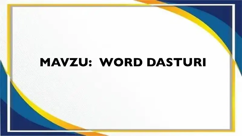 word dasturi