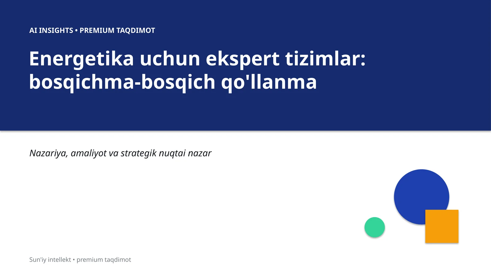 Energetika uchun ekspert tizimlar