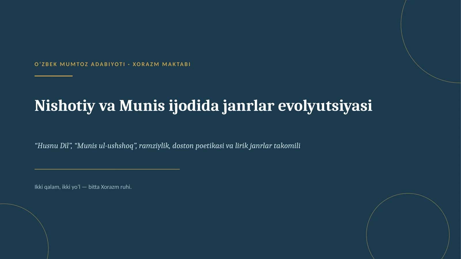 Nishotiy va Munis ijodida janrlar evolyutsiyasi