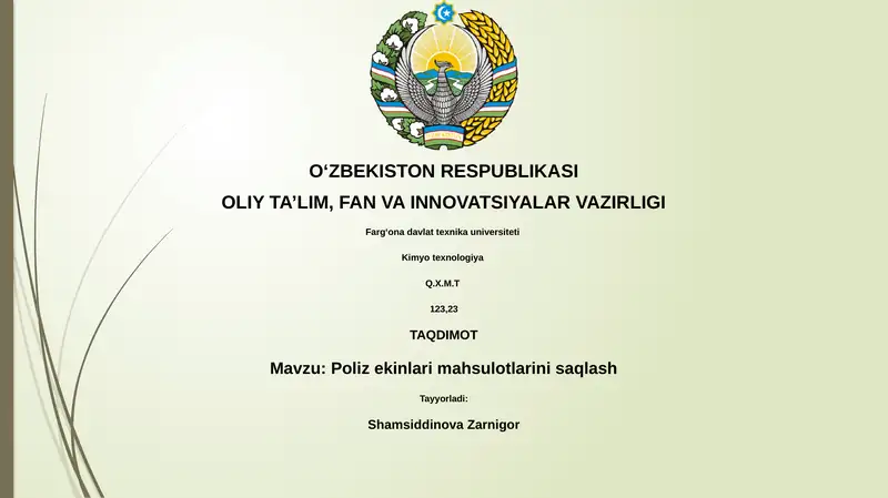 Poliz ekinlari mahsulotlarini saqlash