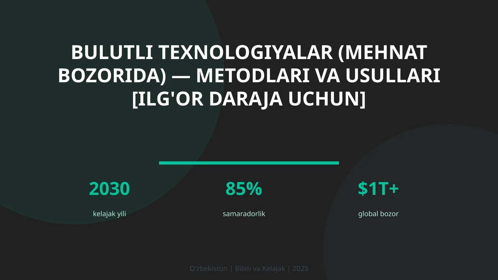 Bulutli texnologiyalar (mehnat bozorida) — metodlari va usullari [ilg'or daraja uchun]