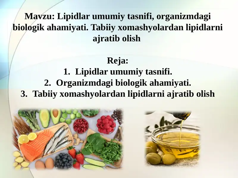 Lipidlar umumiy tasnifi