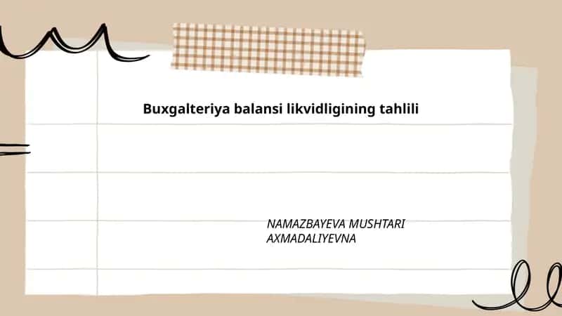 Buxgalteriya balansi likvidligining tahlili